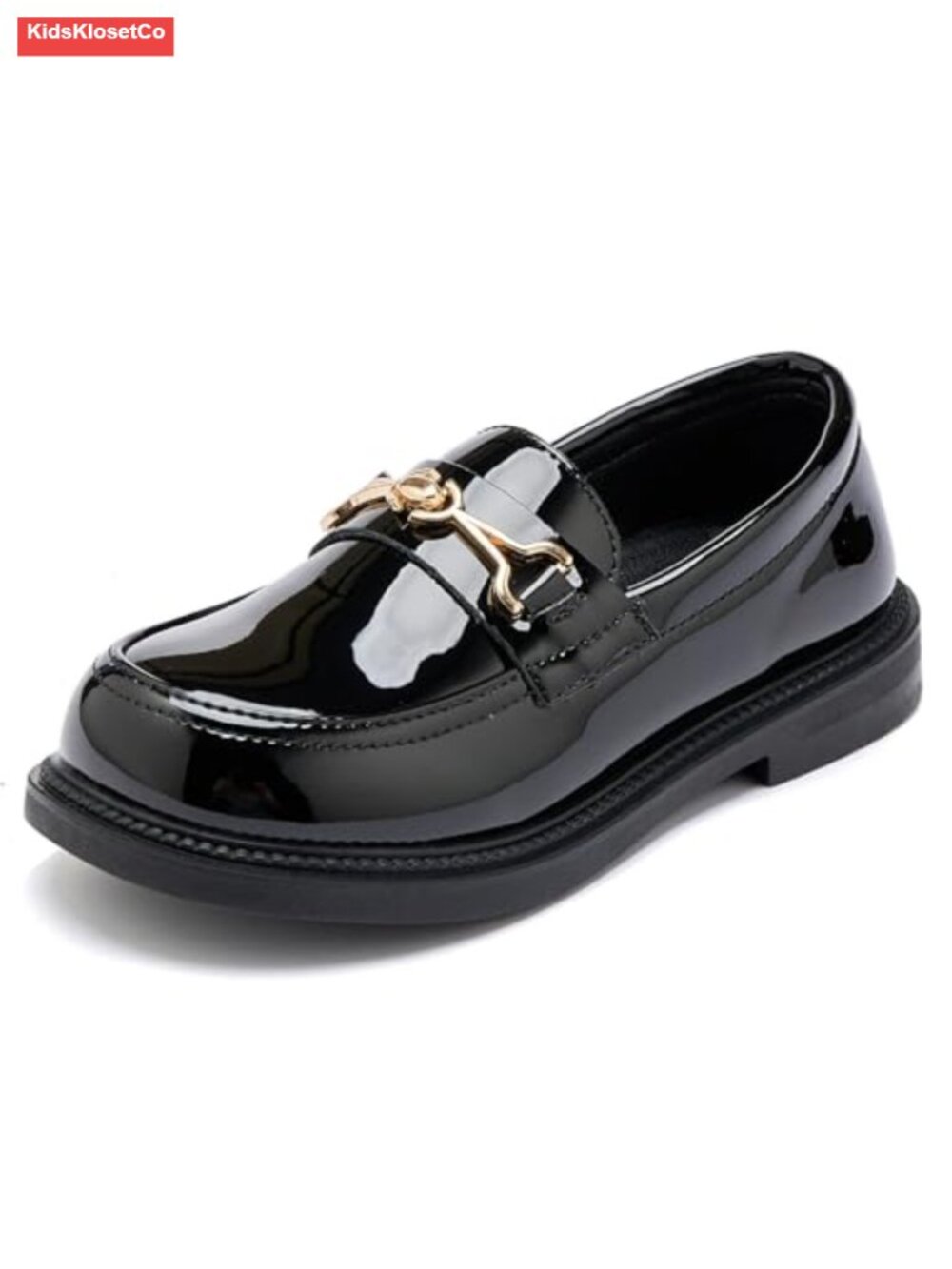Girls Loafers Slip On Chain Faux Leather Flats Round Toe School Dress Shoes